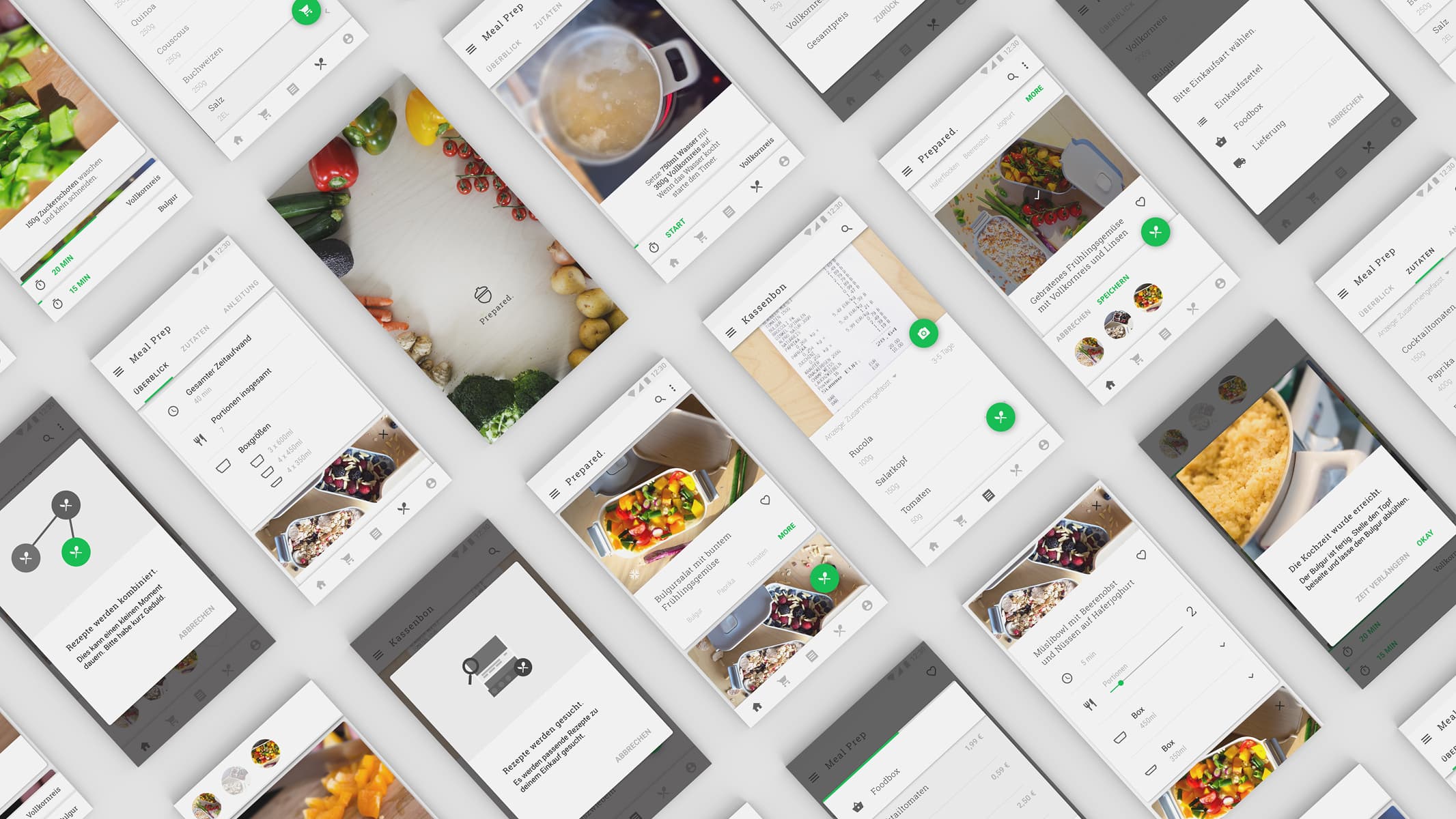 Overview app screens prepared